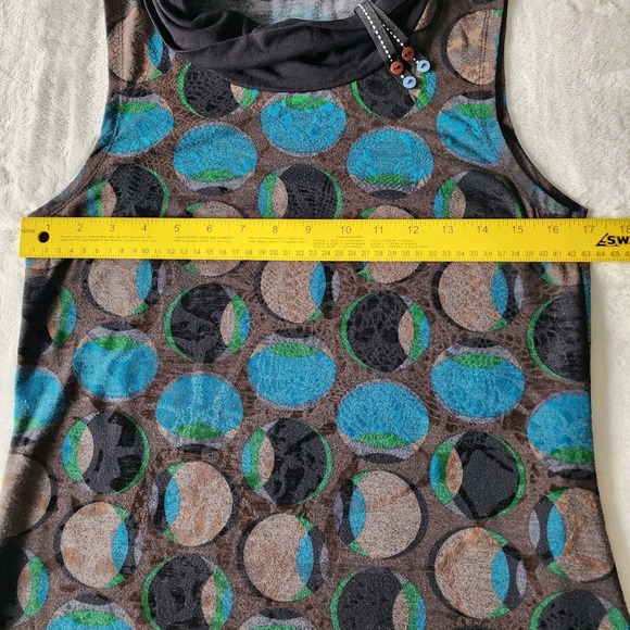 Dolcezza Dress Womens Medium Mini Geometric Art To Wear Funky Circles Print - Picture 13 of 16